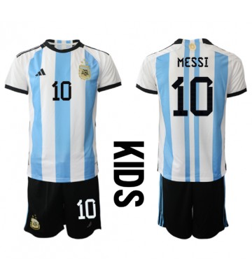 Argentina Lionel Messi #10 Hemmaställ Barn VM 2022 Kortärmad (+ Korta byxor)
